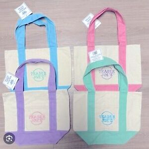 Trader Joe’s Pastel Spring Tote Bags:  Blue, Pink, Purple, Green